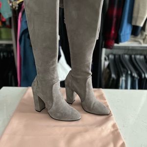 Stuart Weitzman Ariana 100 over-the-knee gray suede boots